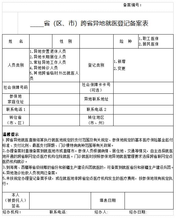 安徽新农合跨省异地就医备案流程,湖南跨省异地就医申请登记备案表