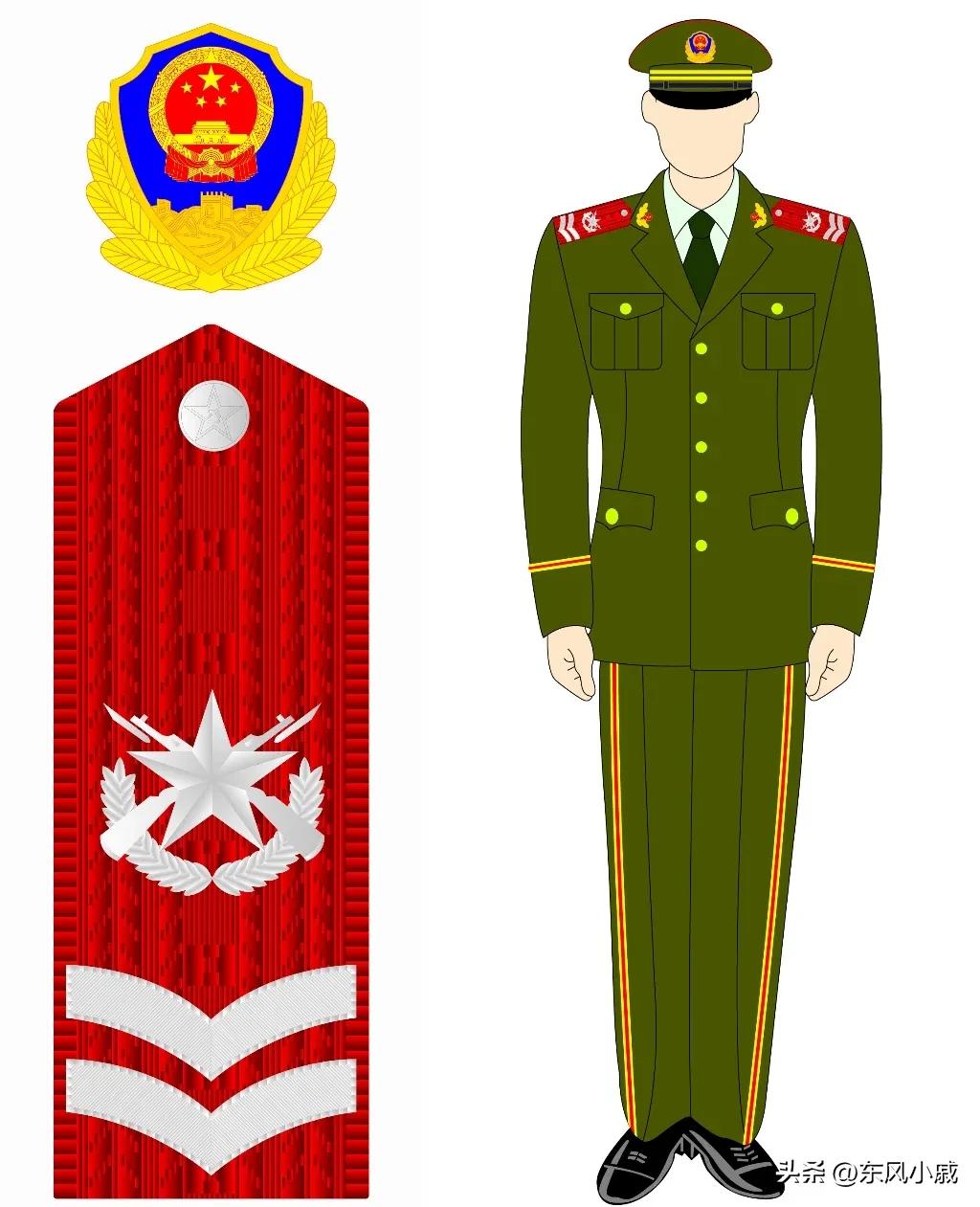 陆军肩章军衔图解99式,99式军装军衔全套照片