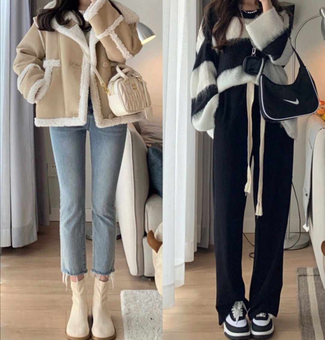 大衣牛仔裤毛衣穿衣搭配,男生蓝色牛仔裤配什么颜色的毛衣