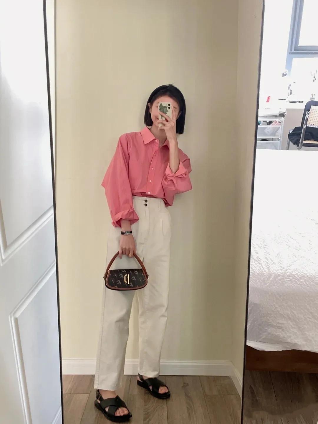 粉色格子衬衫该怎么搭配裤子,粉色衬衫搭配什么颜色的裤子好看