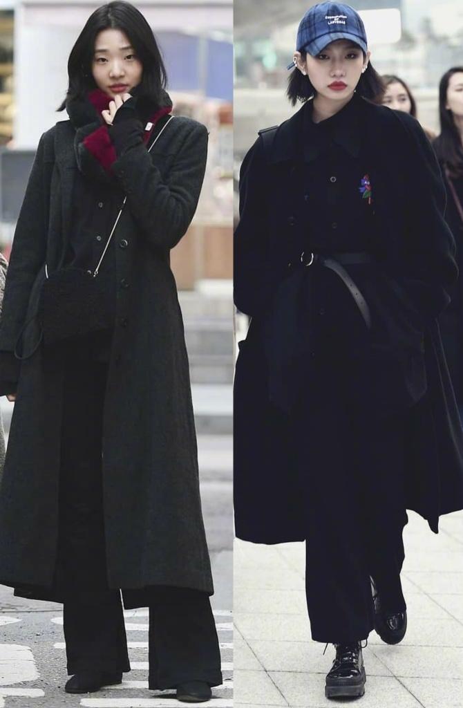 大衣穿搭韩国街拍,新韩国街拍女神