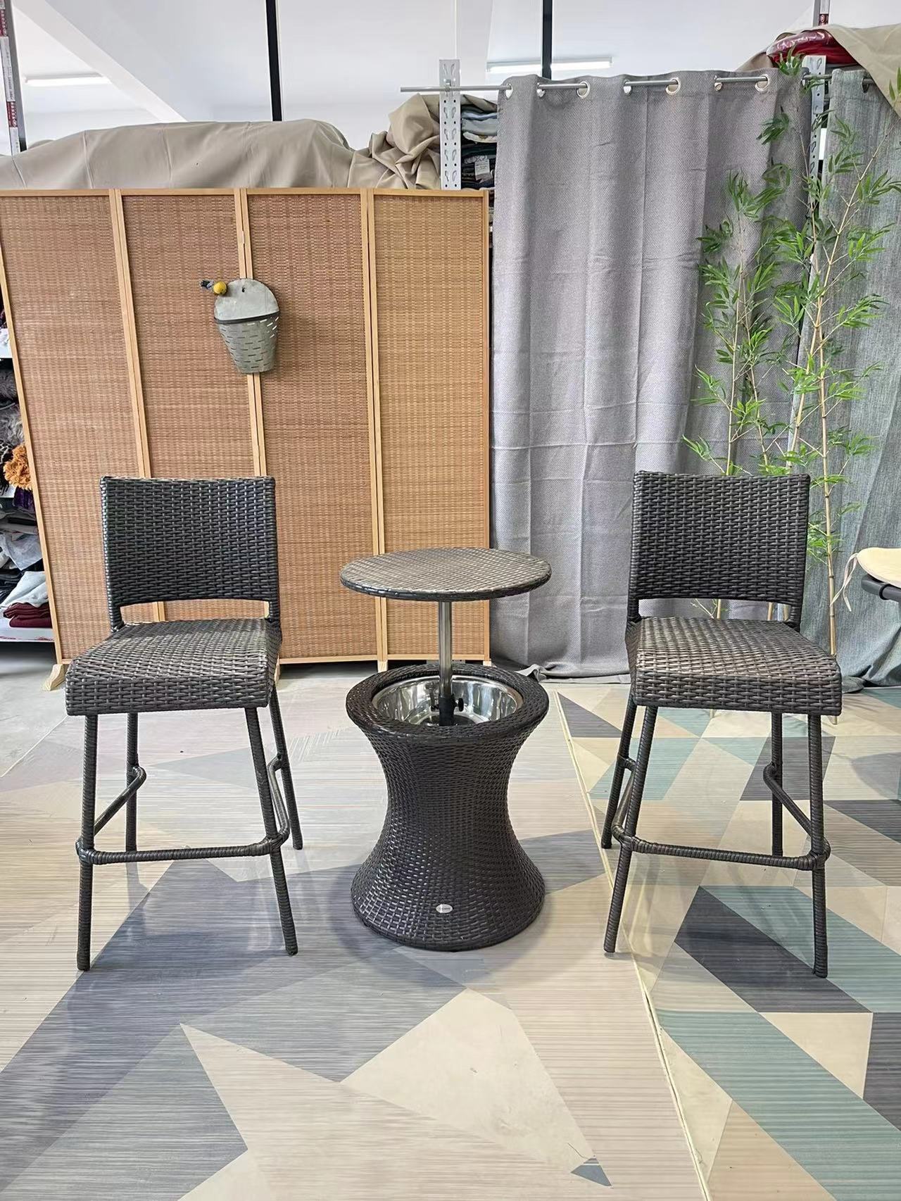 户外藤编桌椅组合五件套,户外藤编吧台桌椅