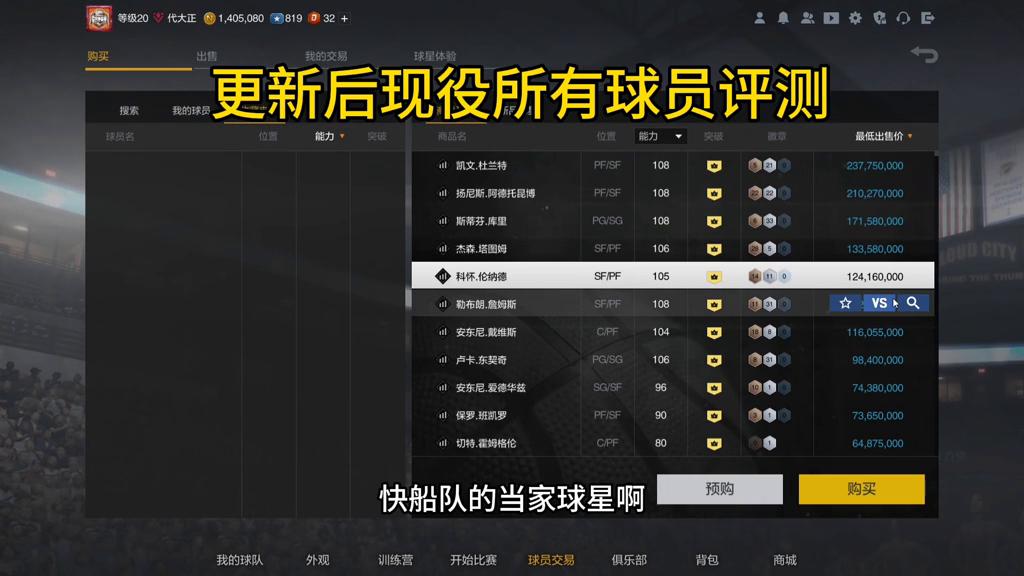 nba2kol2十大必买球员2021,nba2k22现役评价最高的人