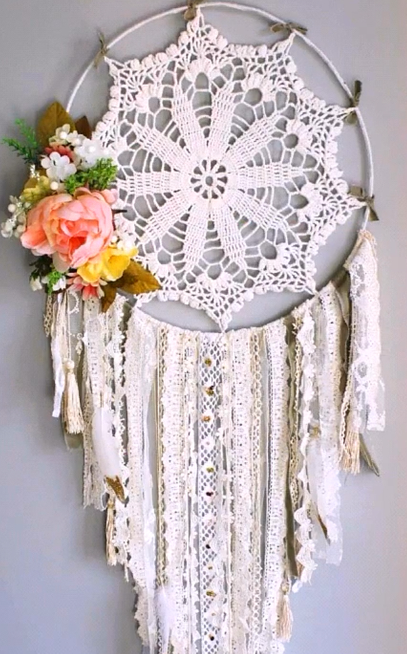 钩针编织各种墙挂花篮,钩针花环墙挂玫瑰花教程