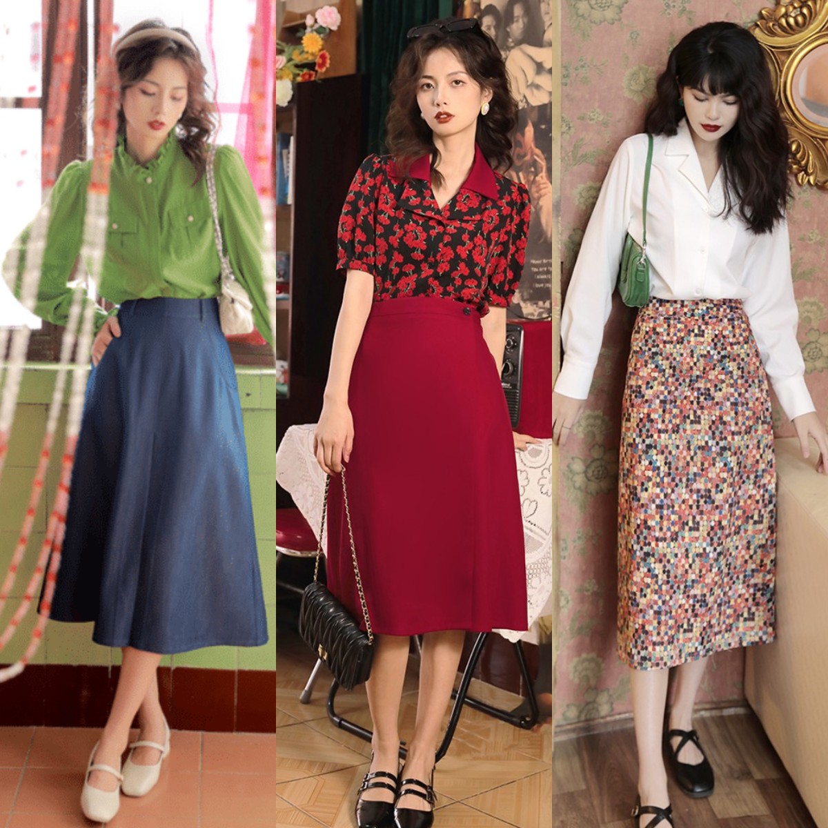 深秋半身裙中长款高级,半身裙上面配什么衣服深秋