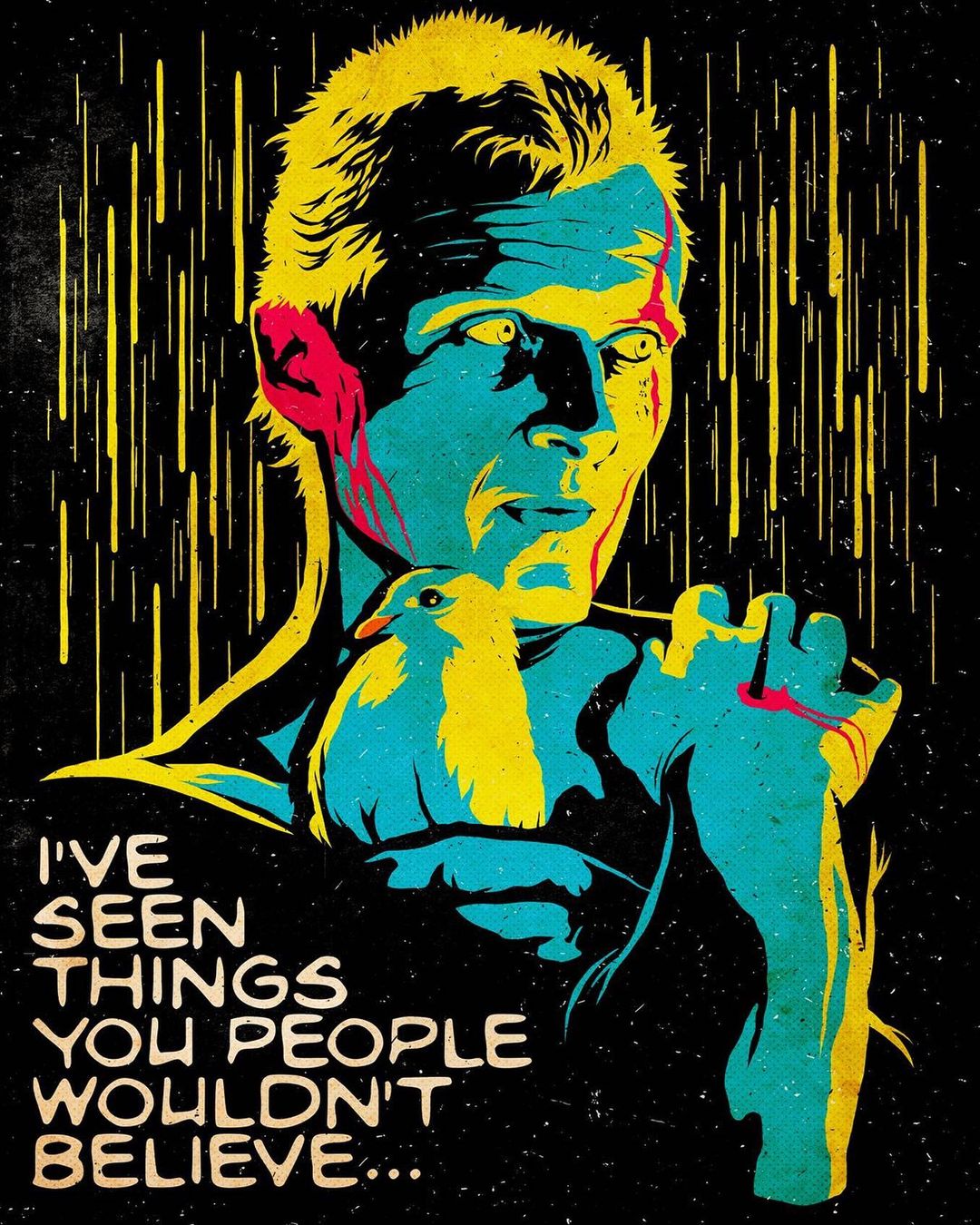 插画氛围感人物构图,复古美式波普插画