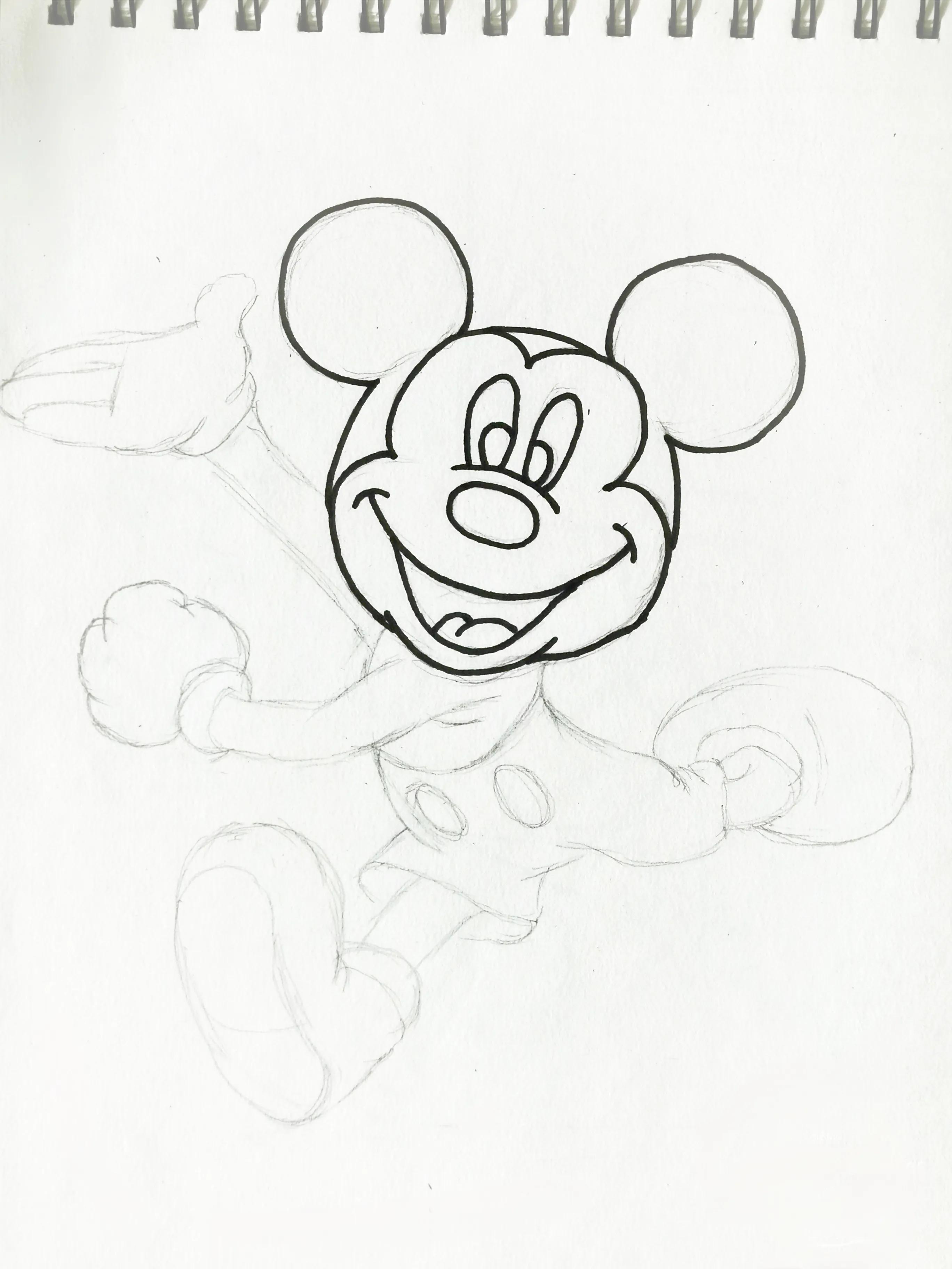 米老鼠简笔画怎么画简单又好看,抖音里米老鼠怎么画简单画法