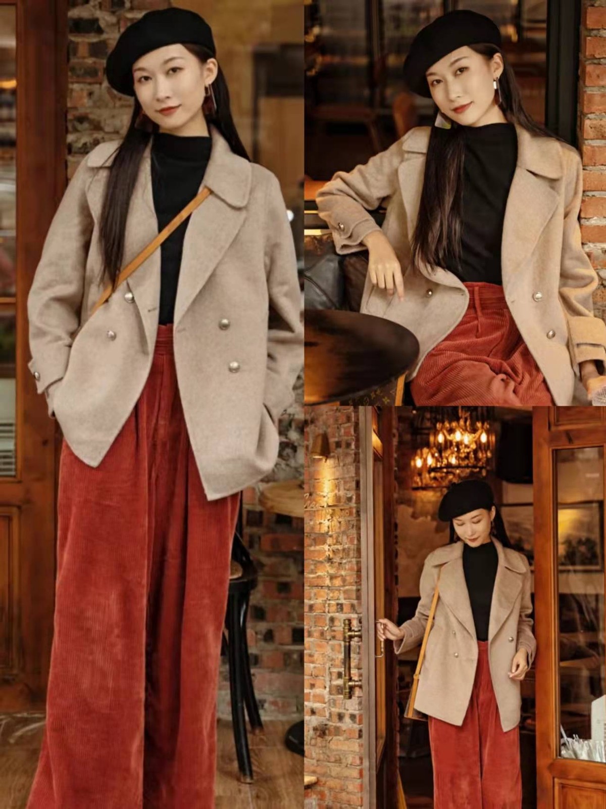 黑色灯芯绒直筒裤冬季搭配,秋冬灯芯绒裤子穿搭