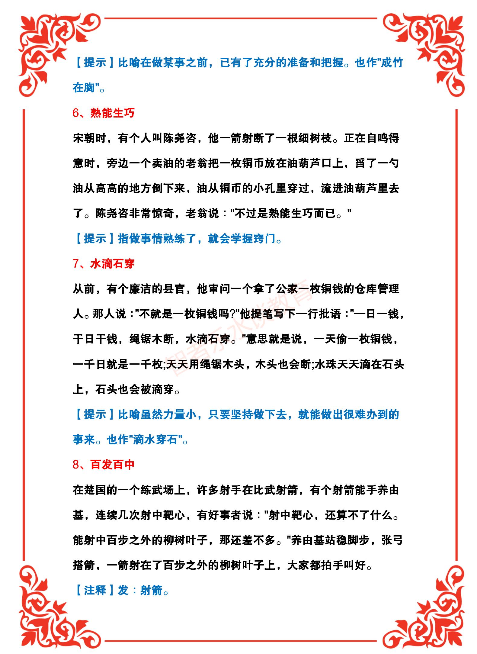 精选100个成语+100个成语典故模式,便于理解学习、加深记忆