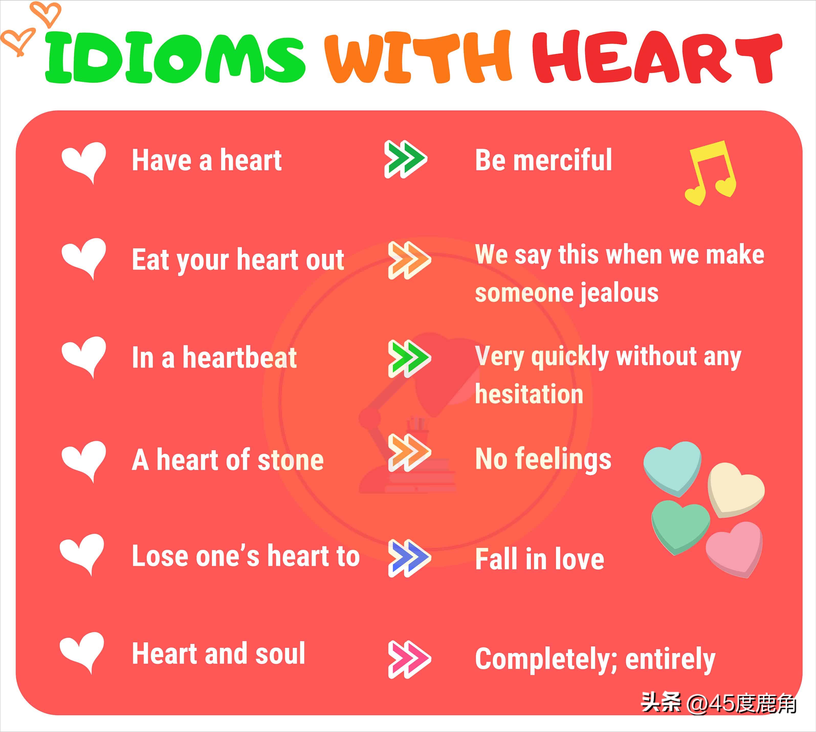 词汇积累：和心,heart相关的习语表达汇总