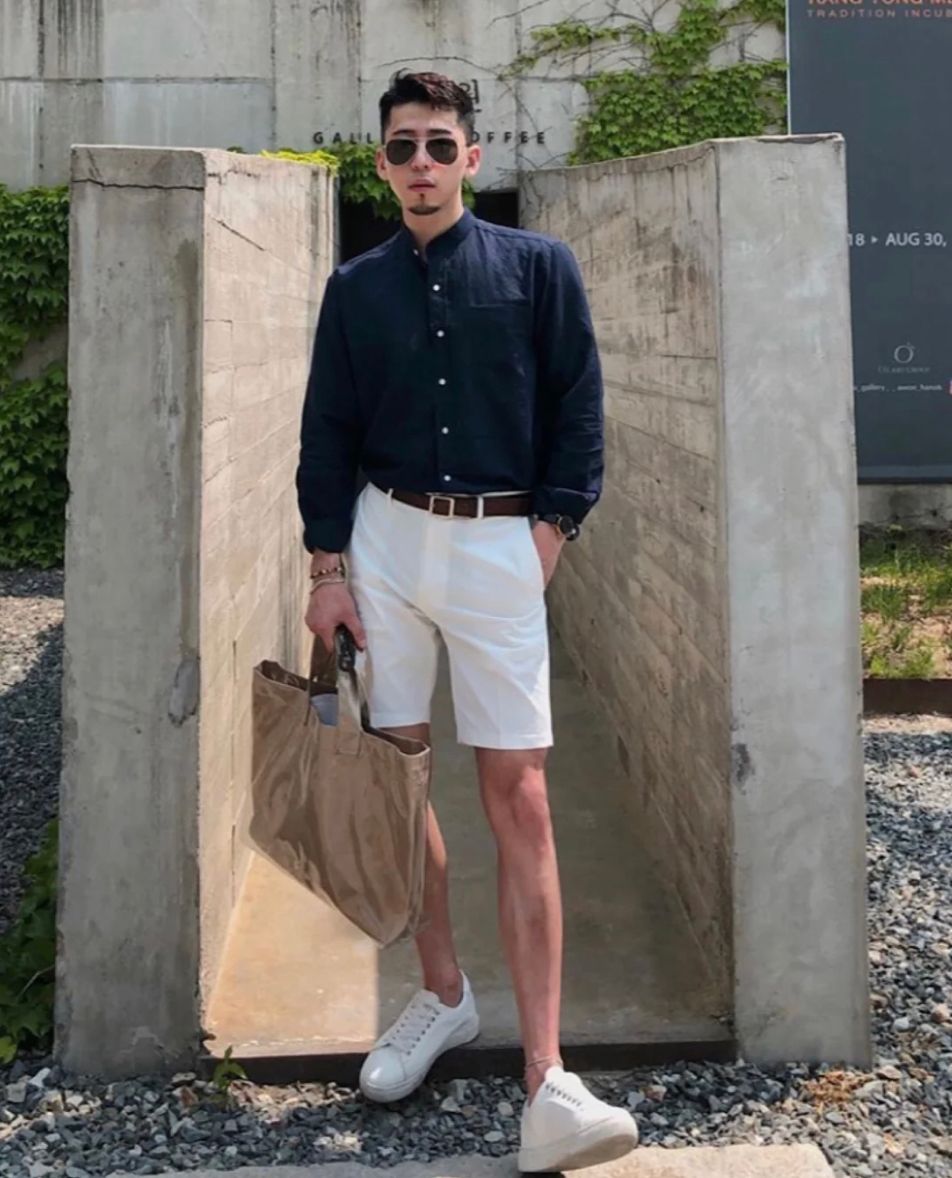 夏天男人白色短裤穿衣搭配,夏天短裤男士穿搭