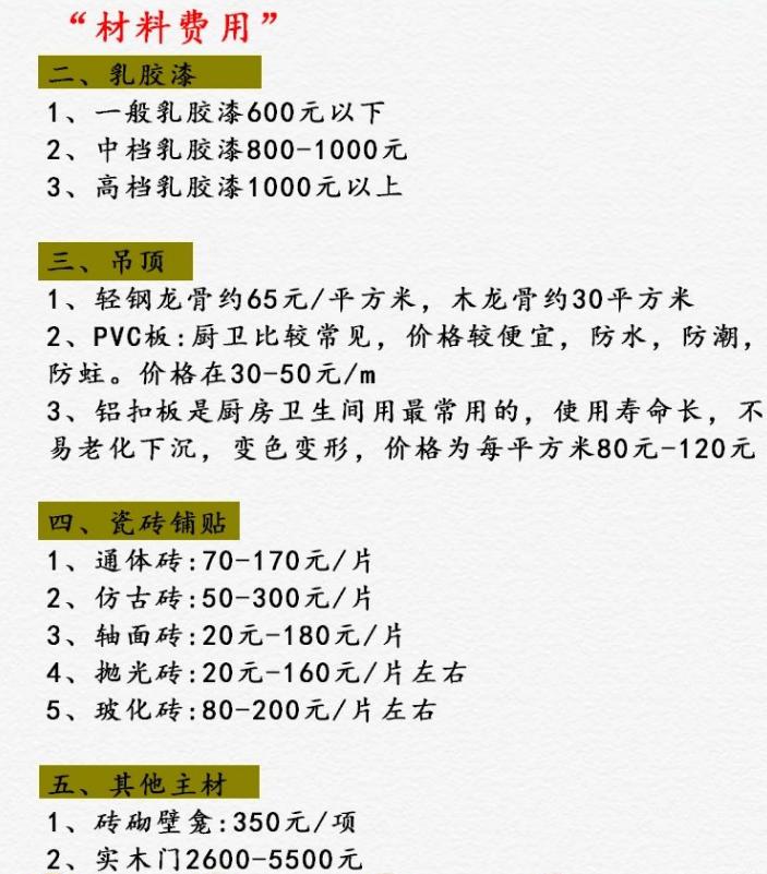 一份非常详细靠谱的装修报价清单,第一次装修省钱攻略