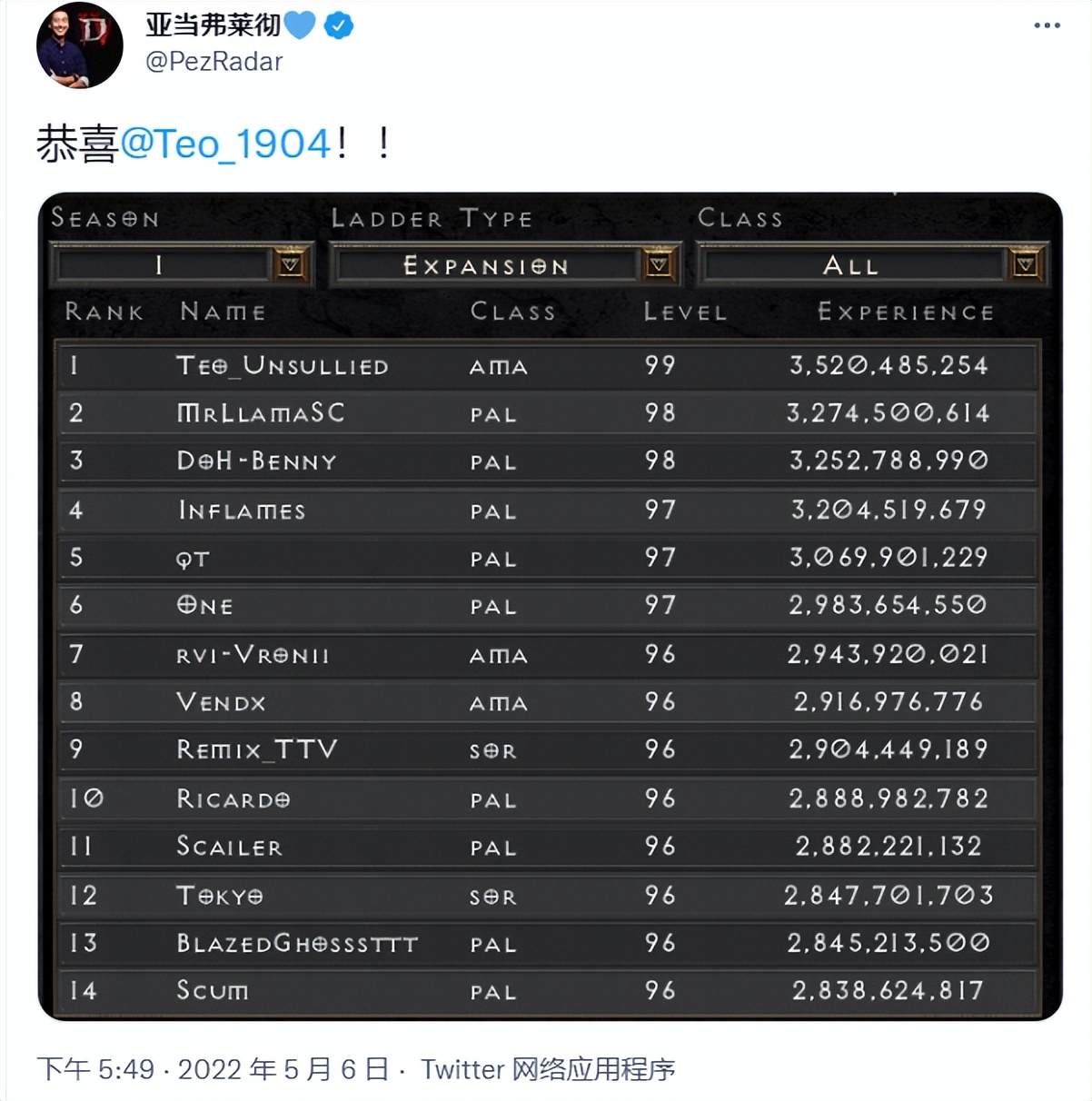 天梯赛历届第一名,天梯赛第一赛季结算奖励