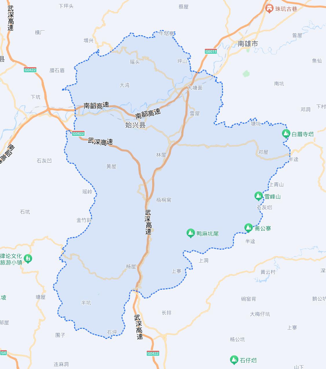 广东省韶关市始兴县卫星图,韶关始兴县历史