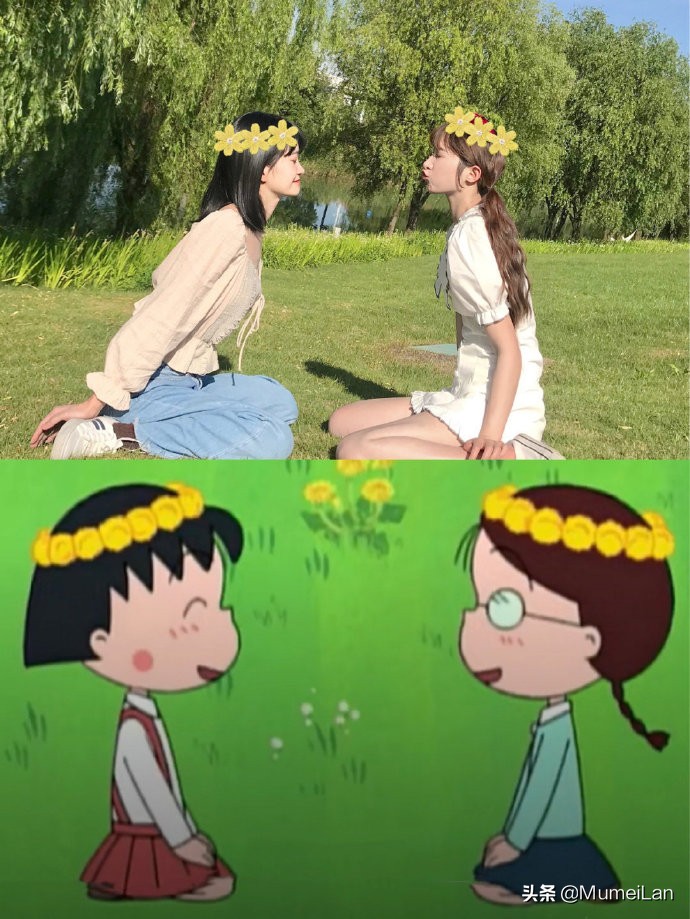 跟着樱桃小丸子学闺蜜拍照姿势,跟着樱桃小丸子学拍沙雕闺蜜照