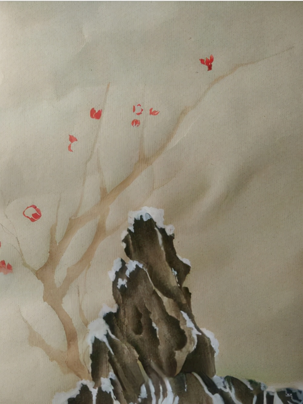 雪梅的画面怎么画,写意雪梅画法教程