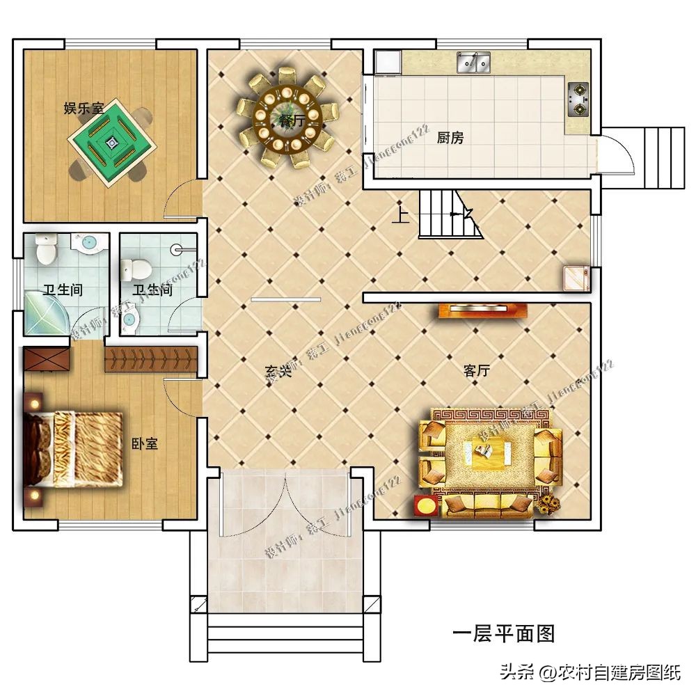 北方农村一层五间平屋顶,农村自建二层半别墅屋顶设计