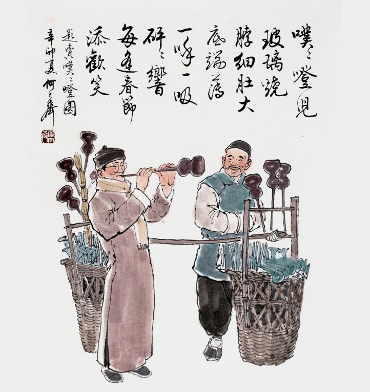 传统春节文化元素国画,关于年俗文化的国画作品