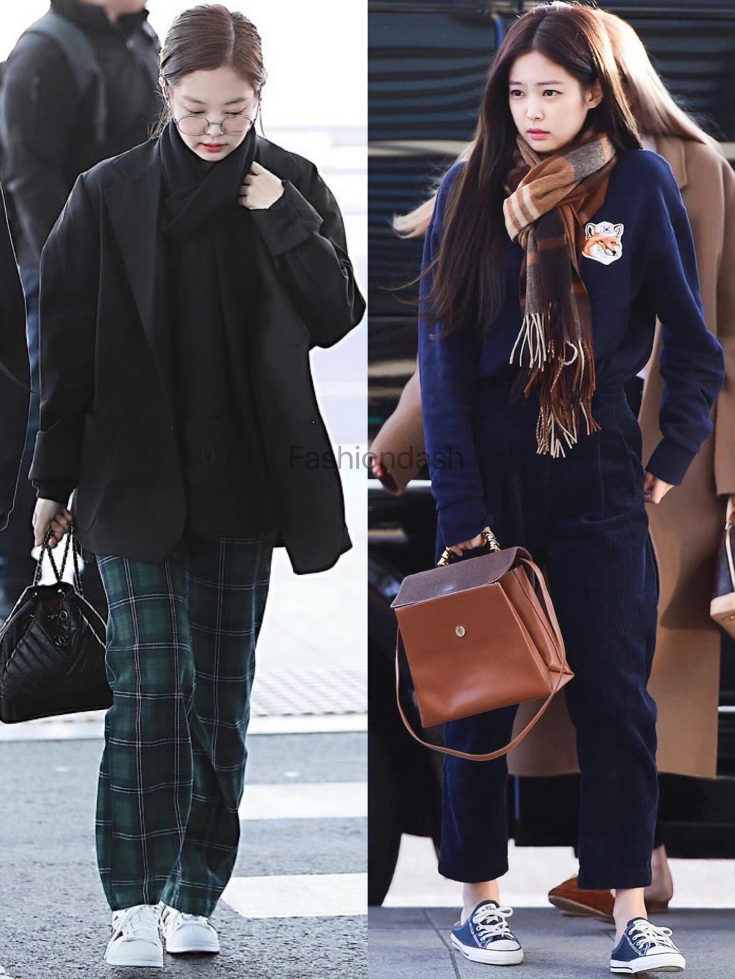 jennie最喜欢的服饰,jennie机场格子上衣