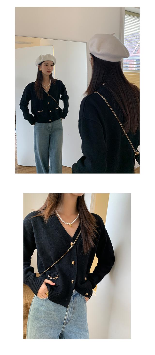 橘色针织开衫毛衣怎么搭配最洋气,2019秋冬女毛衣撞色复古针织开衫