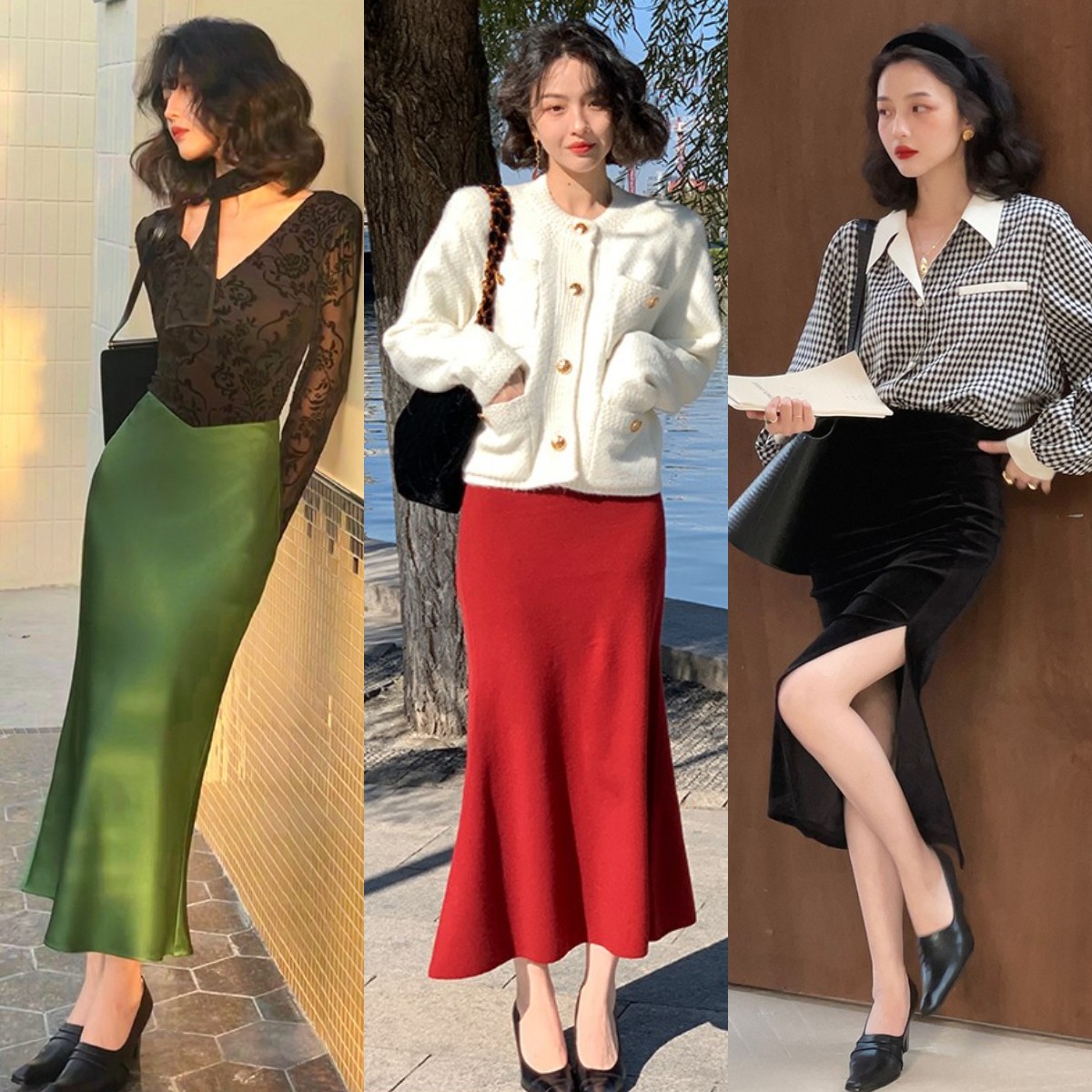 深秋半身裙中长款高级,半身裙上面配什么衣服深秋