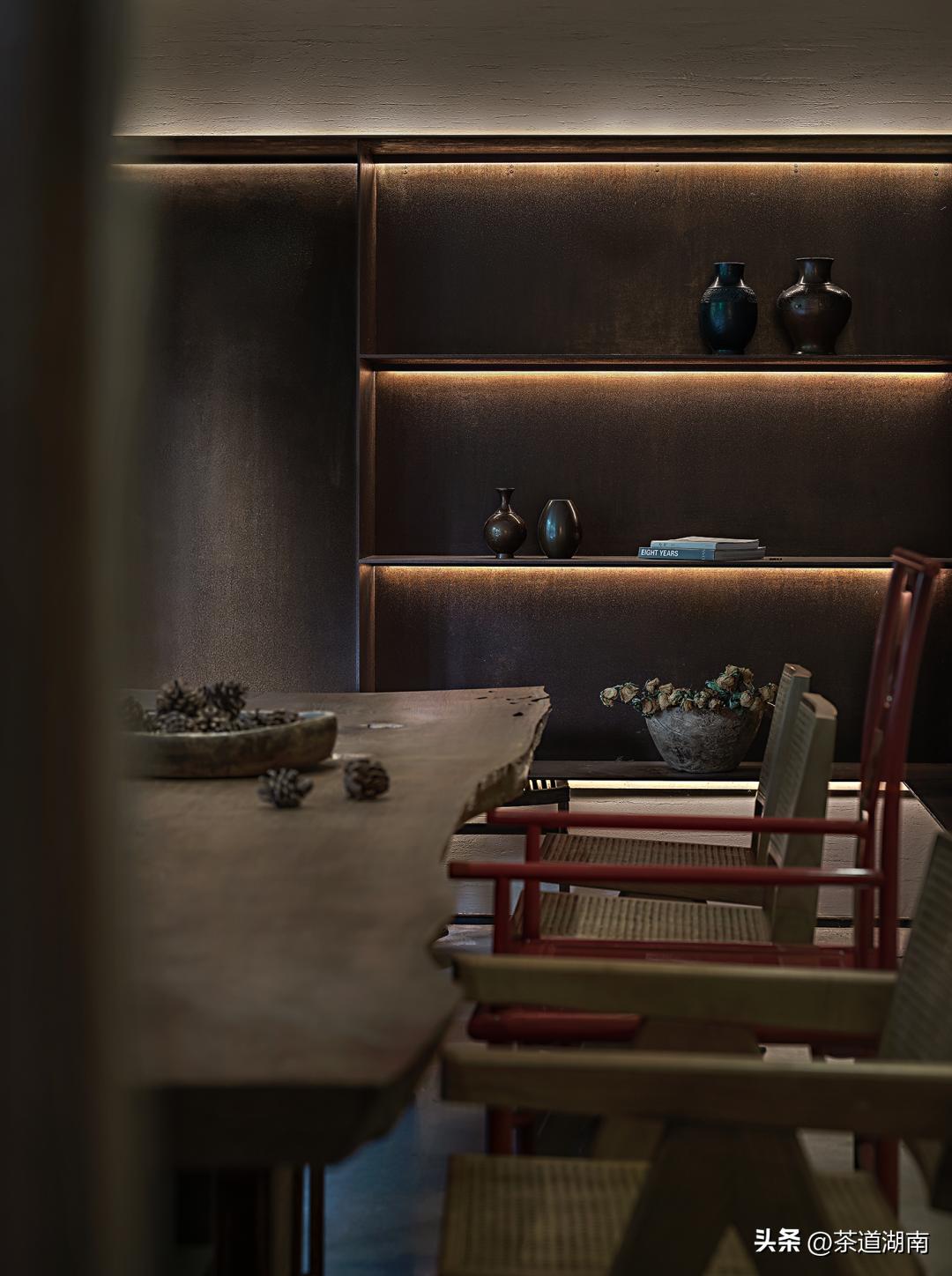 不装吊顶的禅意茶室装修效果图,广东禅意茶室私人会所包厢设计