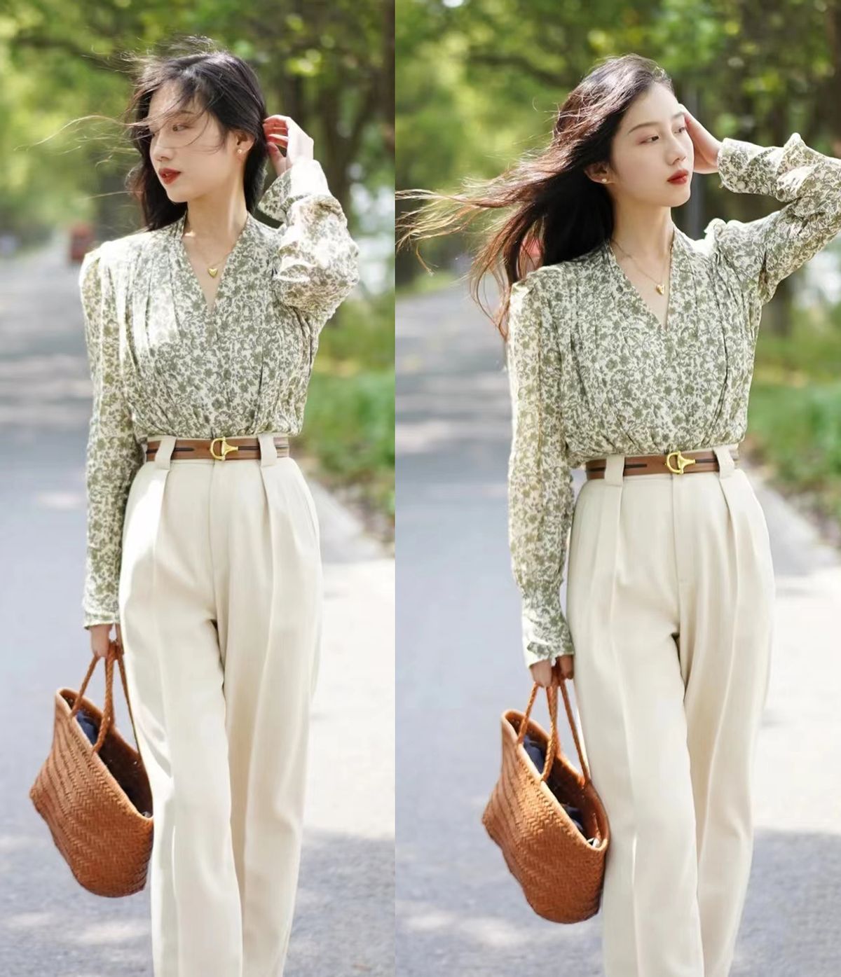 直筒裤高腰显瘦阔腿裤怎么搭配,入夏宽松阔腿裤