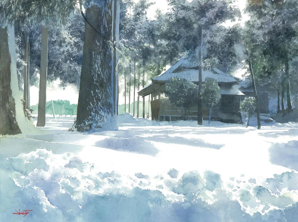 这组水彩风景清新而明亮,充满仙气的水彩世界