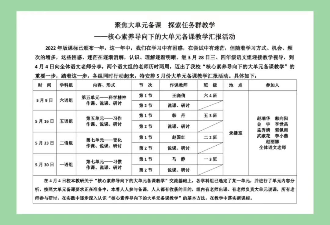 核心素养下大单元教学课例研究,如何聚焦核心素养落实大单元教学