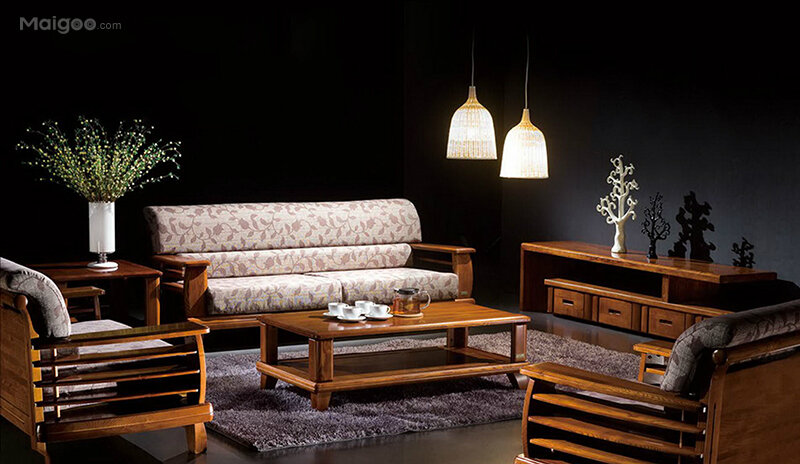 实木沙发客厅效果图,家博会客厅实木沙发