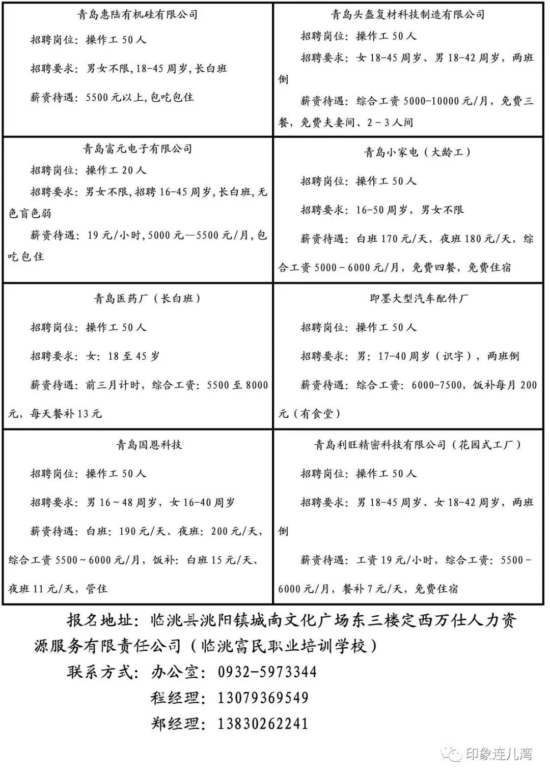 青岛企业招聘信息,青岛劳务派遣工厂